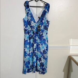 DKNY Vibrant Blue Floral High Low Dress